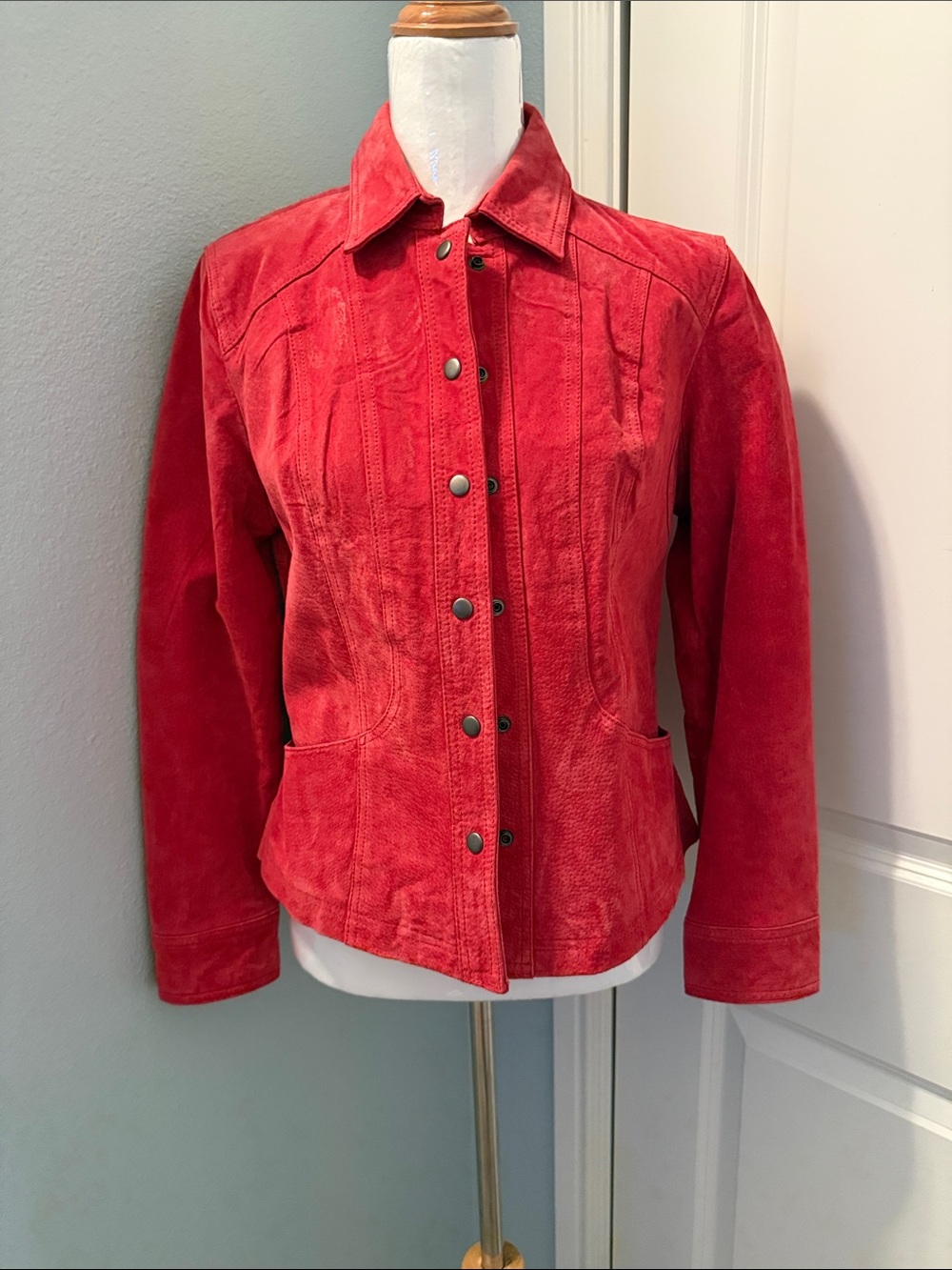 Coldwater Creek Red Suede Snap-Front Jacket